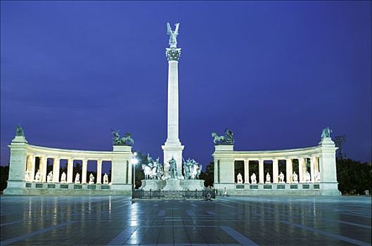 匈牙利,布达佩斯,千禧年,纪念建筑,黄昏
