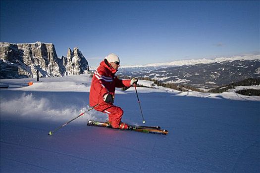 滑雪者,高山,南蒂罗尔,意大利