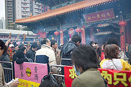 拥挤,春节,黃大仙祠,香港