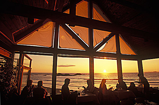 海滩,餐馆,环太平洋国家公园,温哥华岛,不列颠哥伦比亚省,加拿大