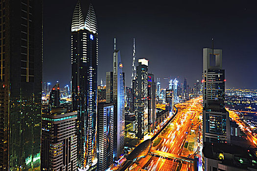 迪拜城市风光夜景