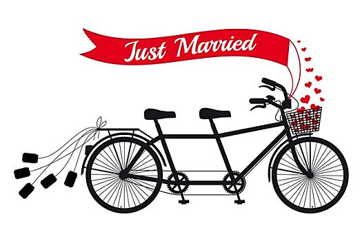 结婚,婚礼,双人自行车,红色,心形