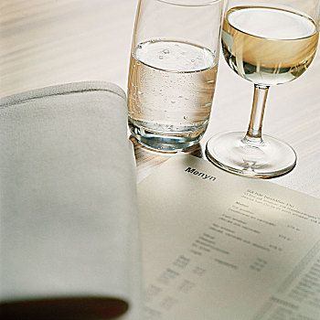 玻璃杯,菜单,特写