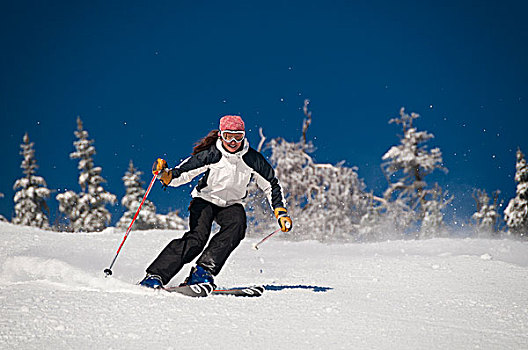 女人,滑雪,积雪,风景,佛蒙特州,美国