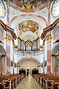 室内,教堂,壁画,寺院,阿尔滕堡,区域,下奥地利州,奥地利,欧洲