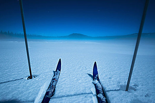 滑雪,雪,杆,冰湖,越野滑雪,环,潘提顿,不列颠哥伦比亚省,加拿大