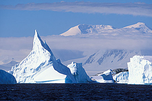 南极,岛屿,下午,太阳,冰山,靠近,港口,西南方,雷麦瑞海峡