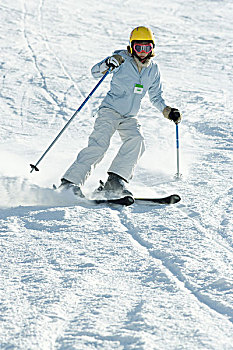 少女,滑雪,滑雪坡,全身