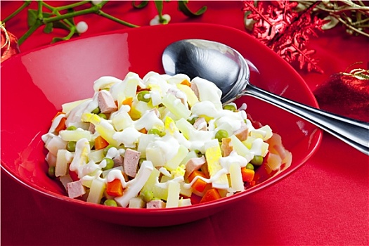 传统,捷克,圣诞节,土豆沙拉