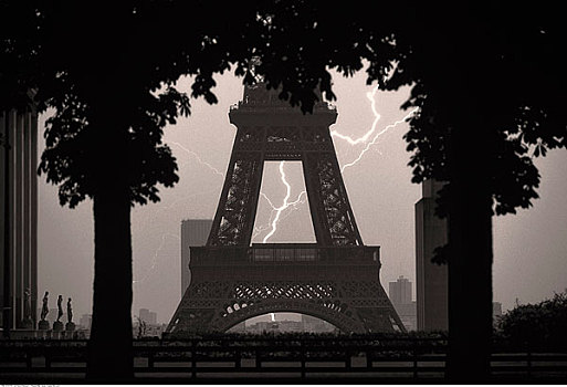 埃菲尔铁塔,雷暴,巴黎,法国