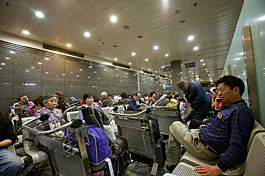 等待,休闲,上海,火车站,中国