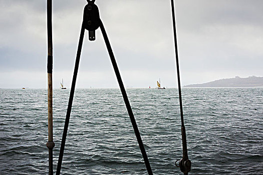 风景,海湾,索具,船