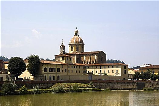 教堂,水岸,佛罗伦萨,托斯卡纳,意大利