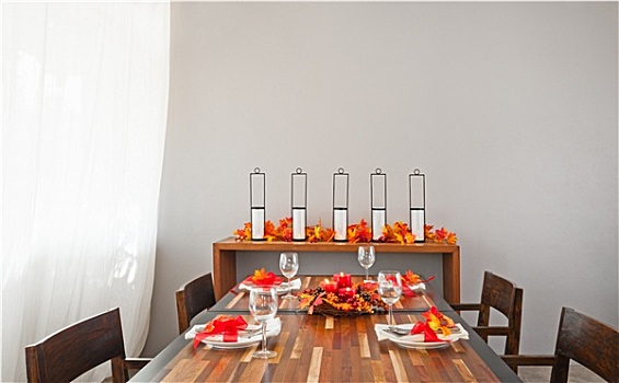 餐桌,布置,温馨,橙色,红色,彩色