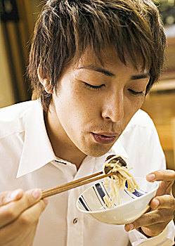 男人,吃饭,日式,杂烩汤