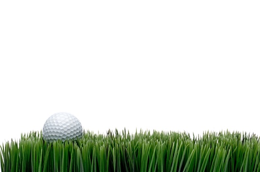 横图,白色,高尔夫球,青草,白色背景