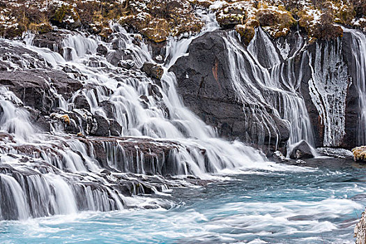 瀑布,靠近,冰岛,欧洲