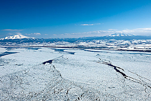 浮冰,山,鄂霍次克海