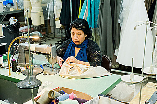 女裁缝,缝纫,衣服,缝纫机,设计室