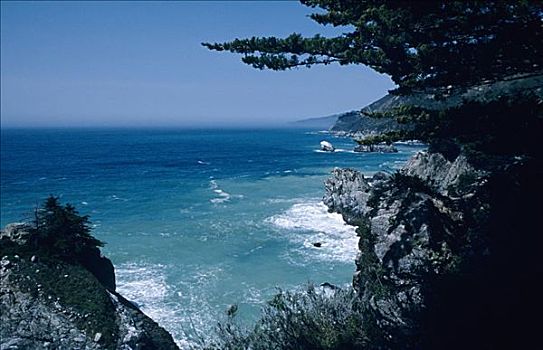 加利福尼亚,大,海岸,漂亮,小湾,海洋,海岸线