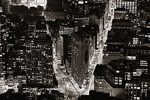 纽约,熨斗大厦,特写,夜晚,911事件,一个,摩天大楼,象征