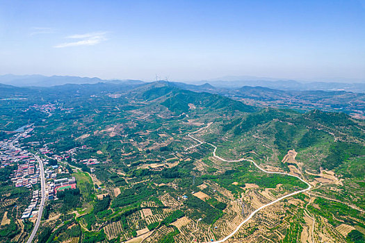 航拍济南长清山村风光