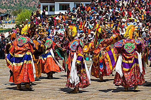 服装,舞者,宗教,喜庆,许多,游人,不丹