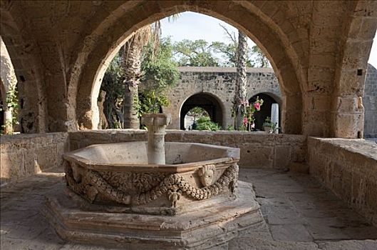 喷泉,房子,寺院,南方,塞浦路斯,东海岸,欧洲