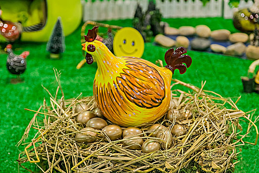 家禽鸡瓷器模型景观