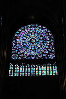 法国,巴黎,圆花窗,圣母大教堂