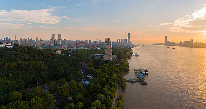 武汉,夏日,城市,航拍,日出,风光