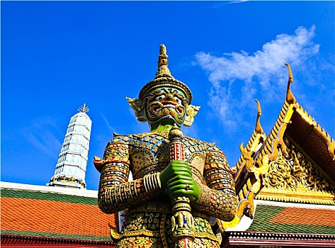 监护,雕塑,寺院,大皇宫,曼谷