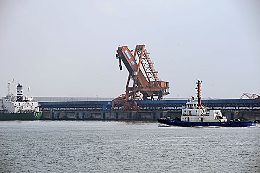 秦皇岛,港口,设施,煤码头,轮船,工业,运输,企业,钢结构,装船机
