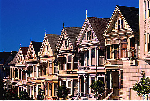 连栋房屋,阿拉摩广场,旧金山,加利福尼亚,美国