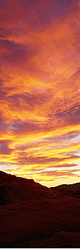 日落,火焰谷州立公园,内华达,美国