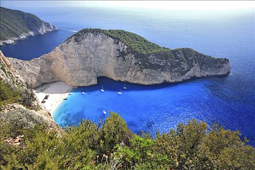 希腊,爱奥尼亚群岛,赞特,扎金索斯,岛屿,著名,海滩