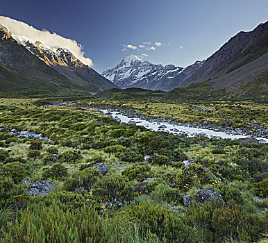 奥拉基,河,库克山国家公园,坎特伯雷,南岛,新西兰