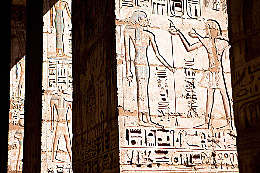象形文字,柱子,路克索神庙,埃及