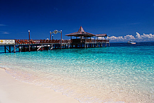 码头,海滩,婆罗洲,胜地,西巴丹岛,岛屿,马来西亚
