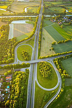 交叉,高速公路,鲁尔区,北莱茵威斯特伐利亚,德国,欧洲