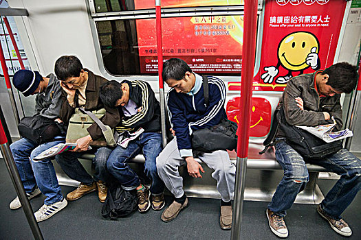 中国,香港,睡觉,通勤,地铁