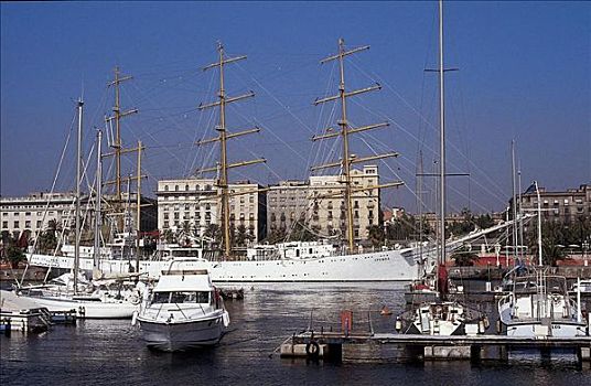 游艇,港口,帆船,巴塞罗那,西班牙,欧洲
