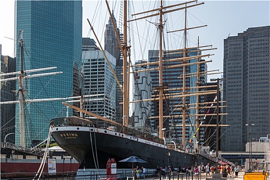 纽约,著名,停靠,南,街道,海港,海事博物馆,八月,美国