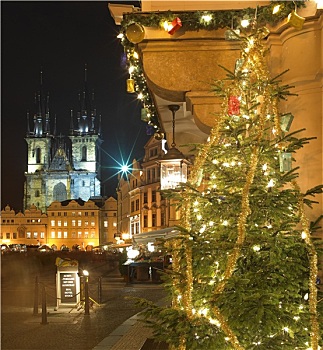老城广场,圣诞节,布拉格,捷克共和国