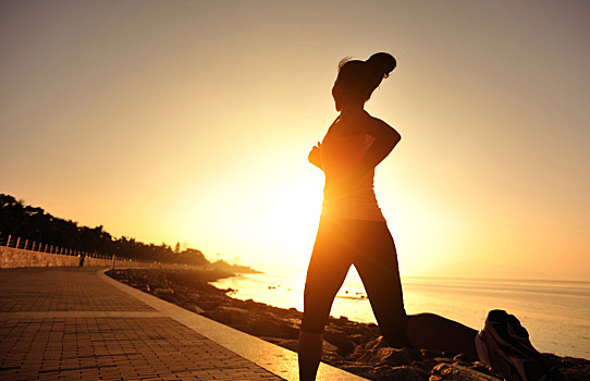 女人,跑,树林,小路,年轻,健身