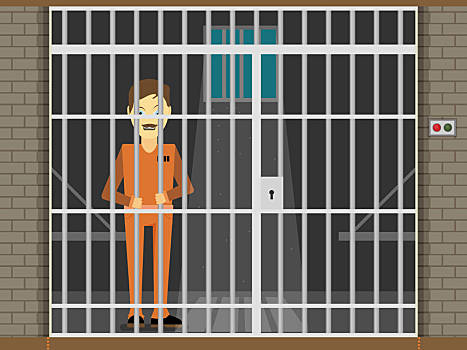犯人,插画,矢量,牢房