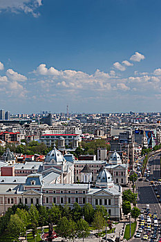 罗马尼亚,布加勒斯特,医院,大道,俯视图