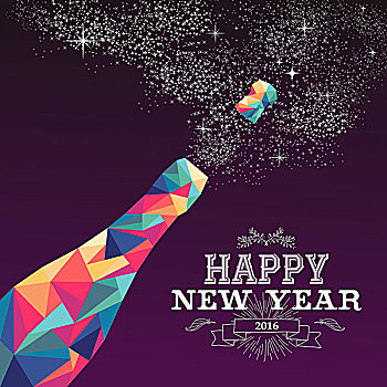 新年快乐,彩色,三角形,香槟