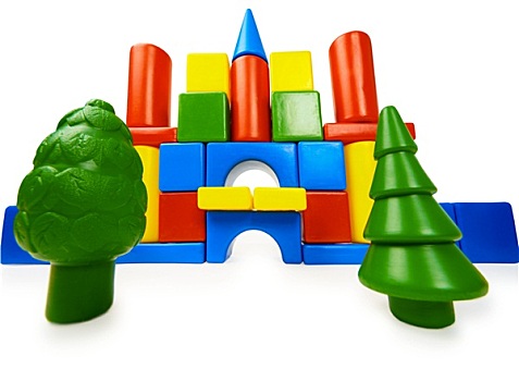 玩具,彩色,城堡,塑料制品,树