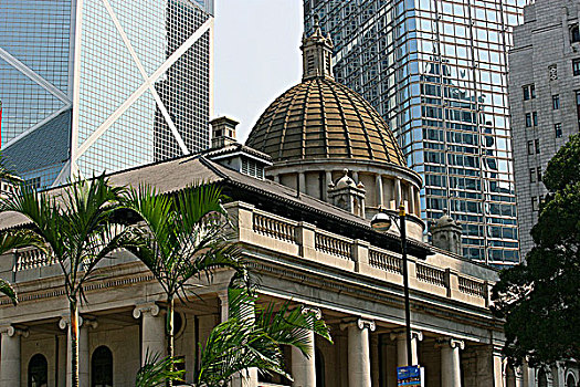 建筑,对比,现代,中心,香港